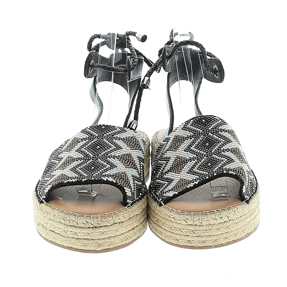 comfortview Black & White Beaded Espadrille Sandals